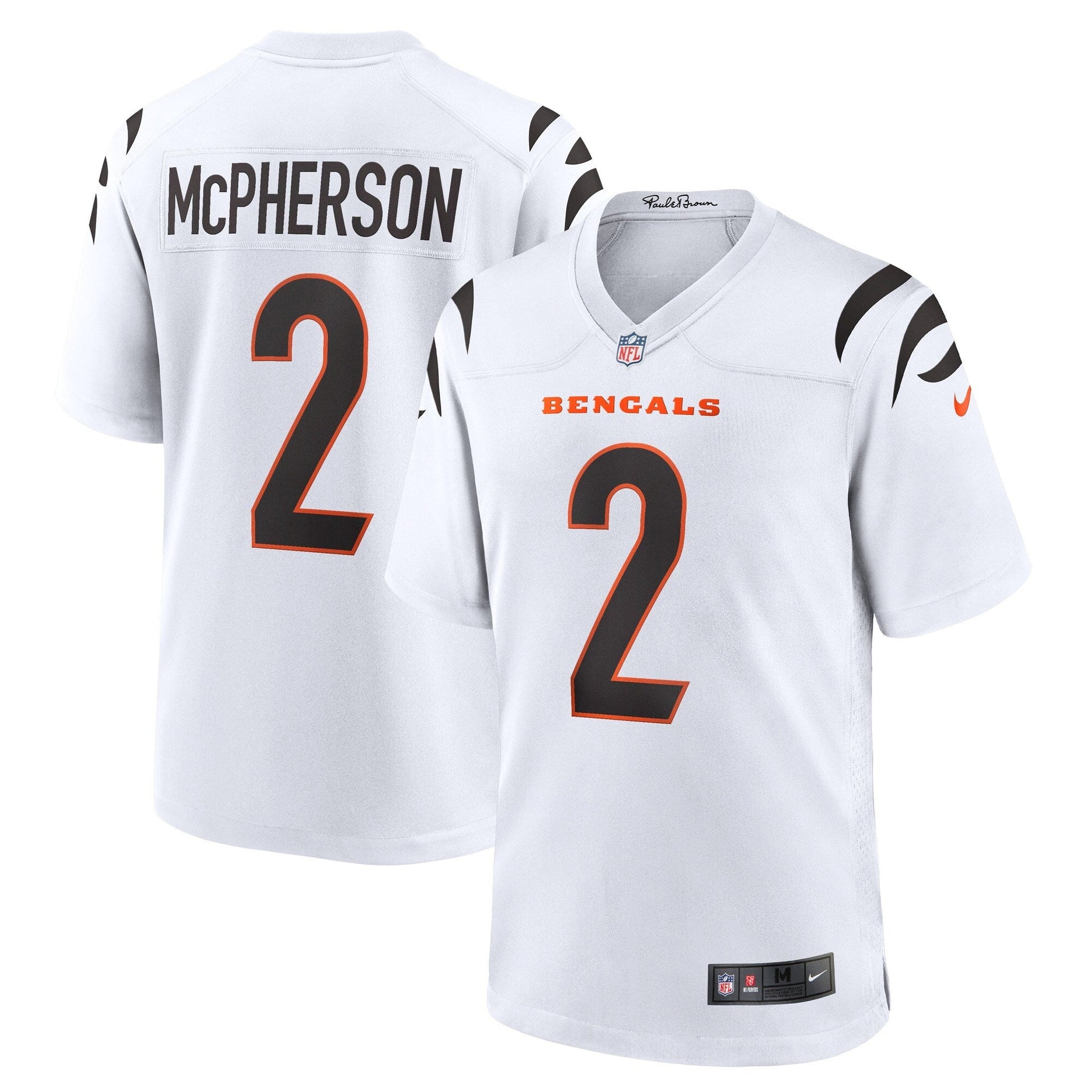 Evan McPherson Cincinnati Bengals Game Jersey - White football jersey product view 1