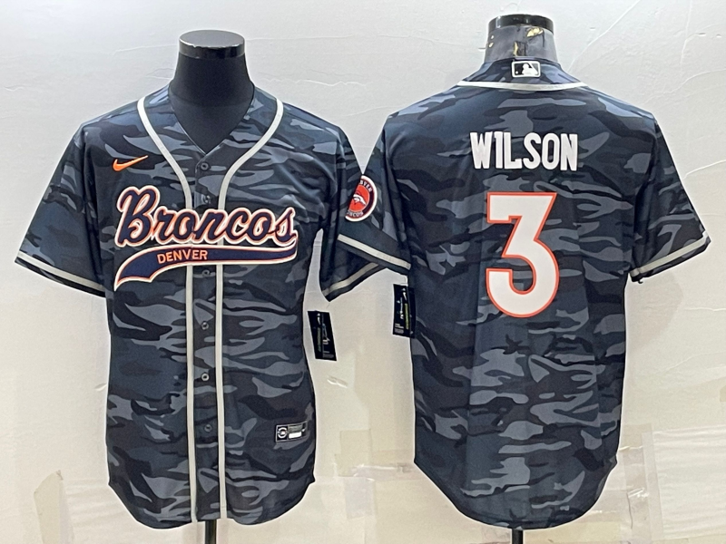 Men's Denver Broncos Russell Wilson Grey Camouflage Game Jersey Joint Edition football jersey product view 1