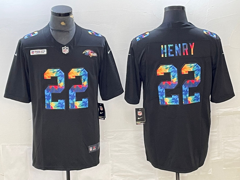 Men's Baltimore Ravens Derrick Henry #22 Black Game Jersey1 football jersey product view 1