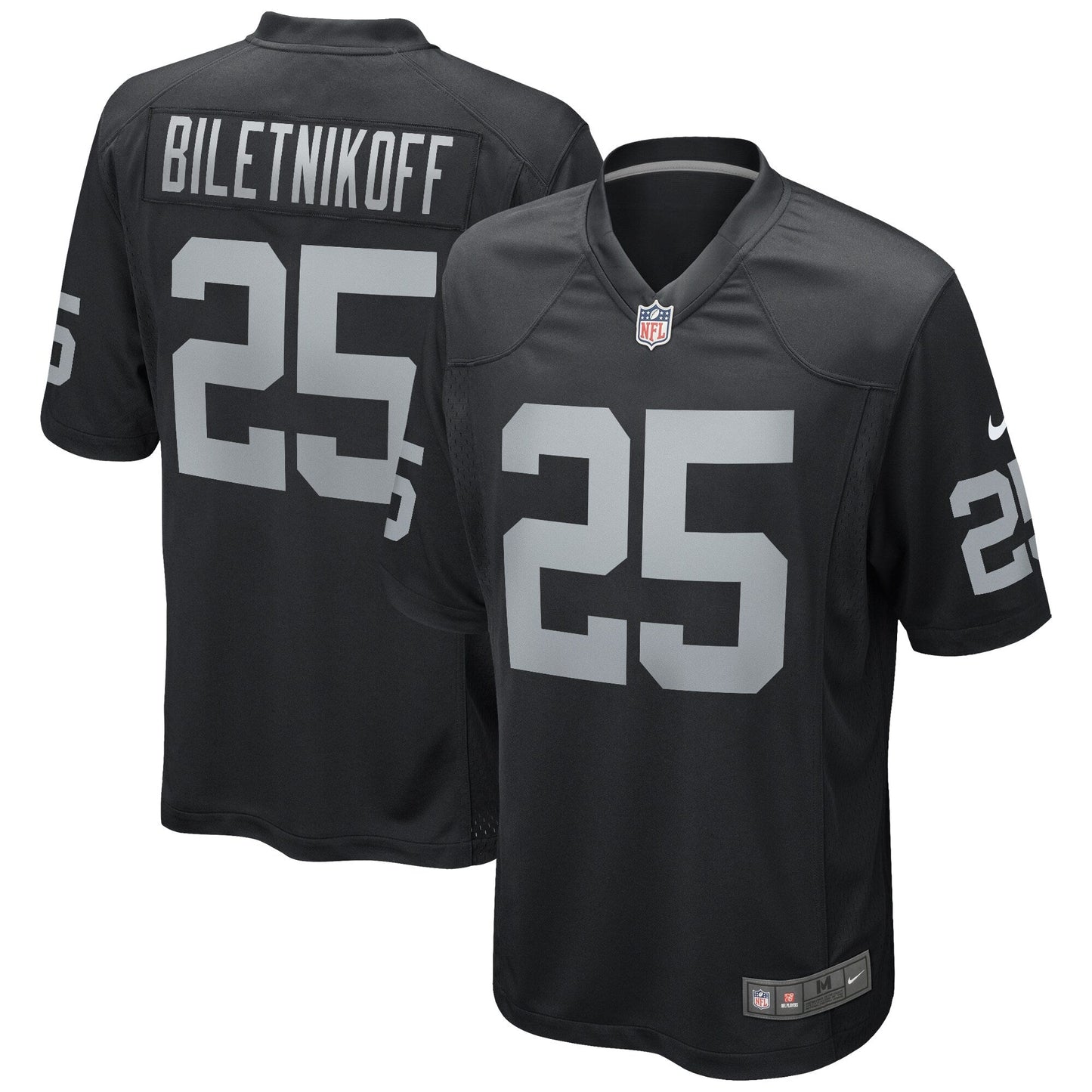 Fred Biletnikoff Las Vegas Raiders Game Retired Jersey - Black football jersey product view 1