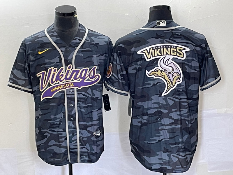 Men's Minnesota Vikings Grey Camouflage Game Jersey football jersey product view 1