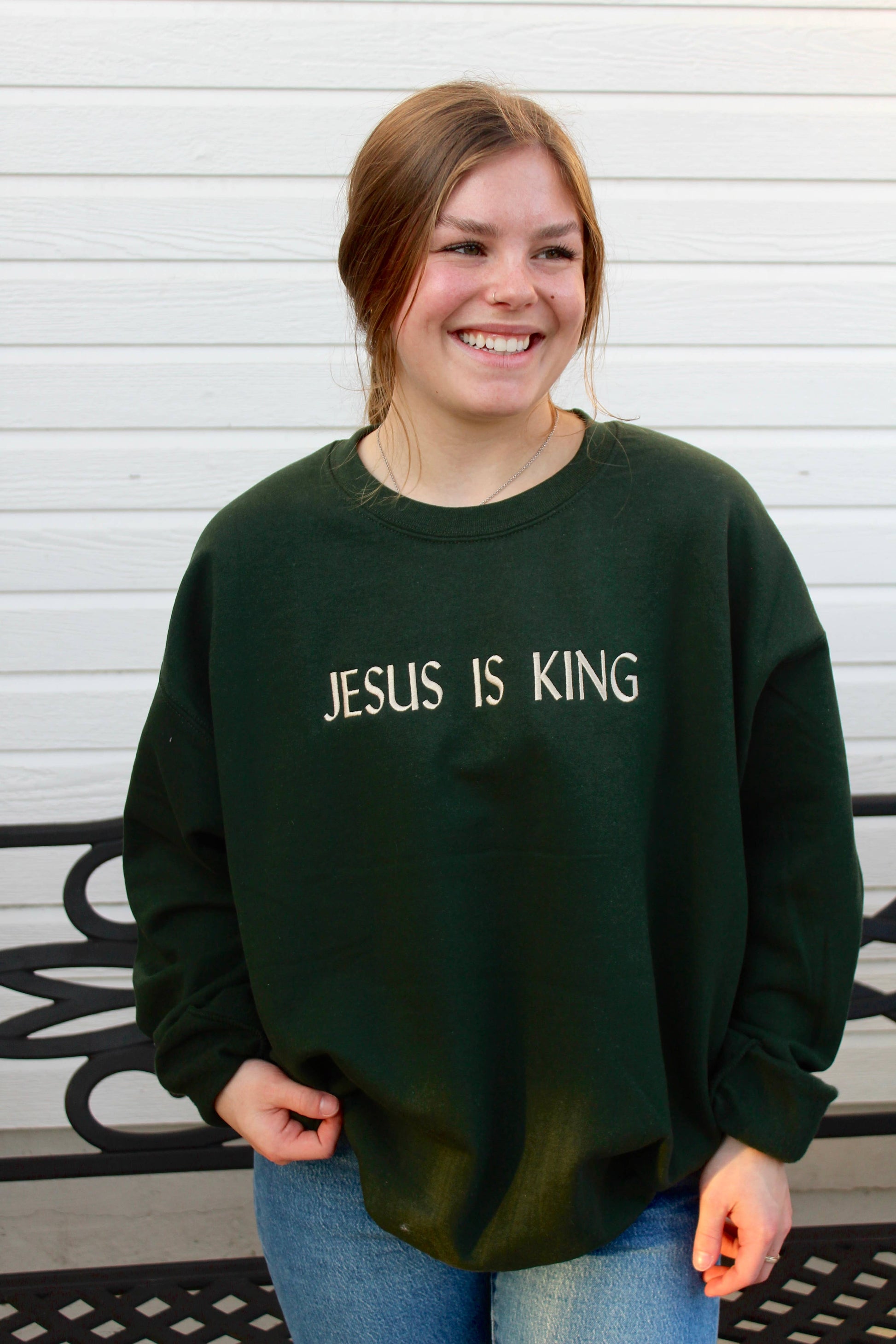 Jesus Is King Embroidered Sweater Unisex T-shirt, Sweatshirt, Hoodie, Long Sleeve Tee - T-Shirt, Sweatshirt, Hoodie