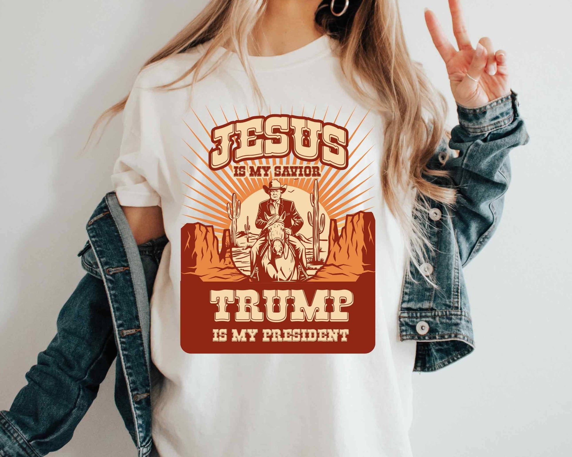 Trump 2024 Shirt - Jesus Is My Savior Trump Is My President Unisex T-shirt, Sweatshirt, Hoodie, Long Sleeve Tee - T-Shirt, Sweatshirt, Hoodie