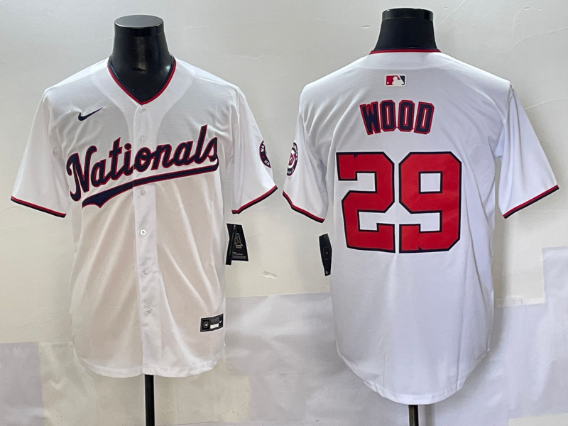 Men's Washington Nationals James Wood White Home Replica Player Jersey baseball jersey product view 1
