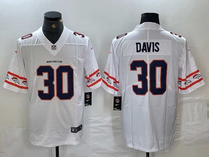 Men's Denver Broncos Terrell Davis #30 White Game Player Jersey1 football jersey product view 1