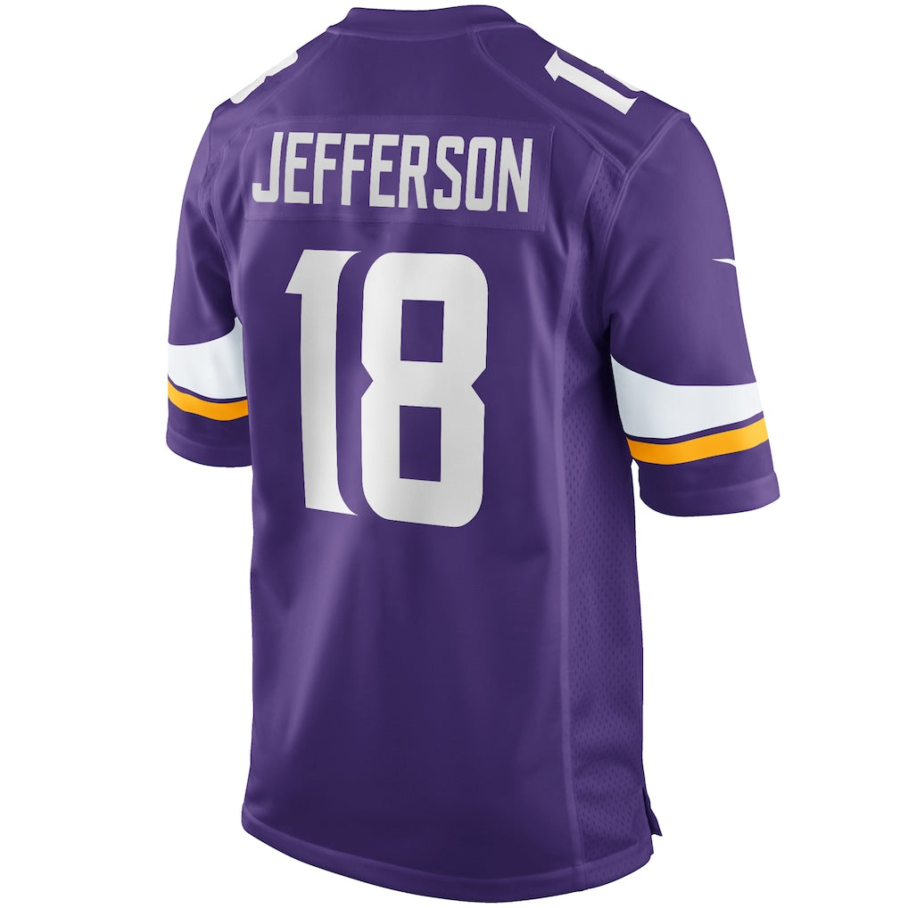 M.Vikings #18 Justin Jefferson Purple Player Game Jersey football jersey product view 1