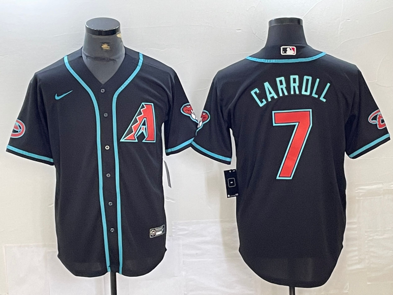 Men's Arizona Diamondbacks Corbin Carroll Black Replica Player Jersey baseball jersey product view 1