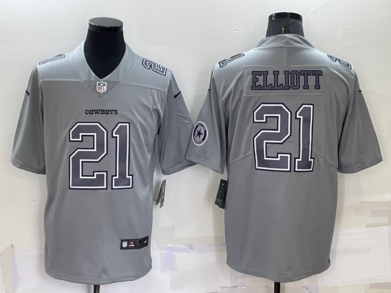 Men's Dallas Cowboys Ezekiel Elliott Gray Atmosphere Fashion Game Jersey football jersey product view 1