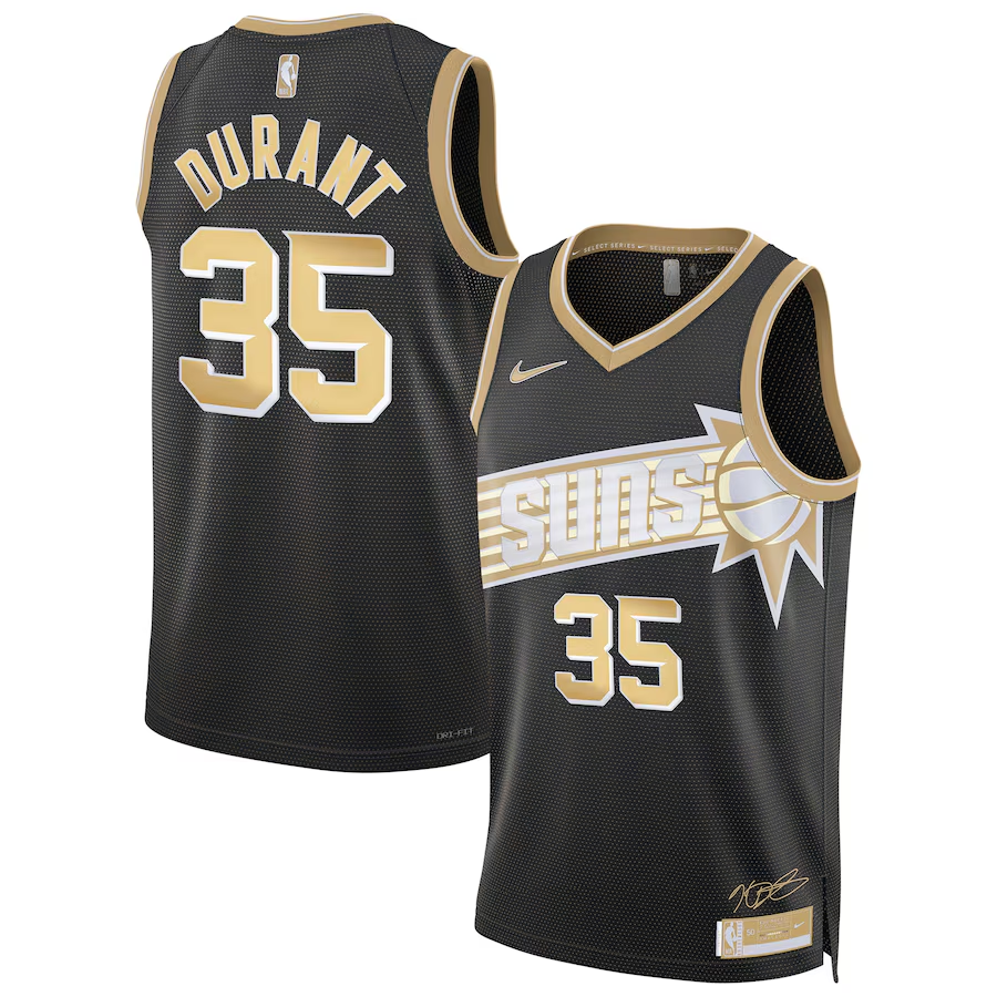 24 Suns #35 Durant black and gold jersey basketball jersey product view 1