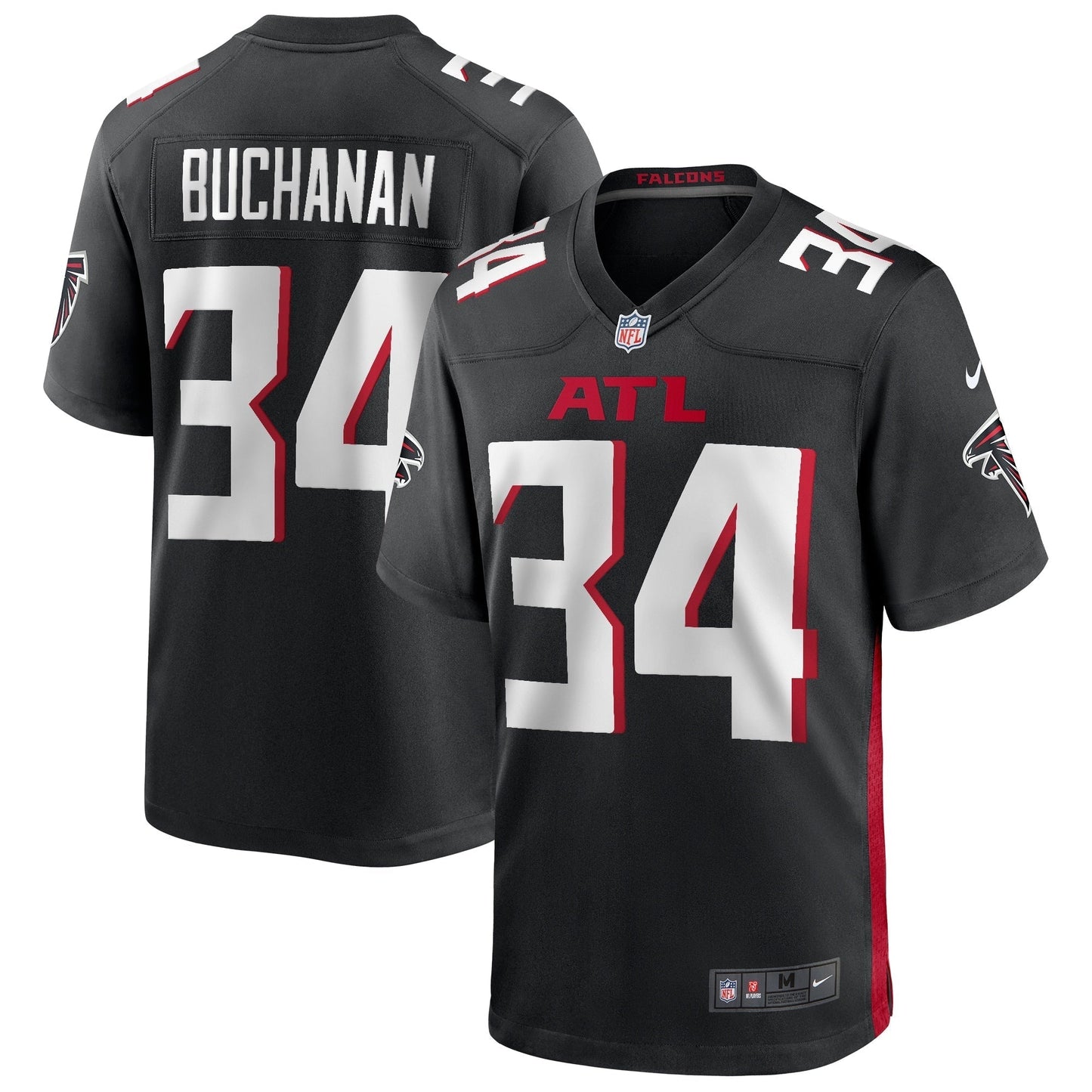 Ray Buchanan Atlanta Falcons Game Retired Jersey - Black football jersey product view 1