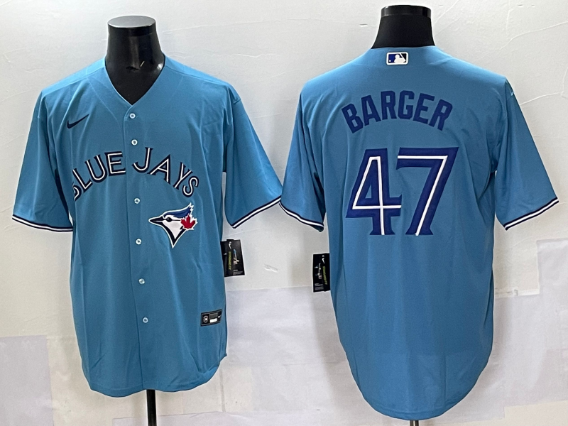 Men's Toronto Blue Jays Addison Barger Powder Blue Replica Player Jersey baseball jersey product view 1