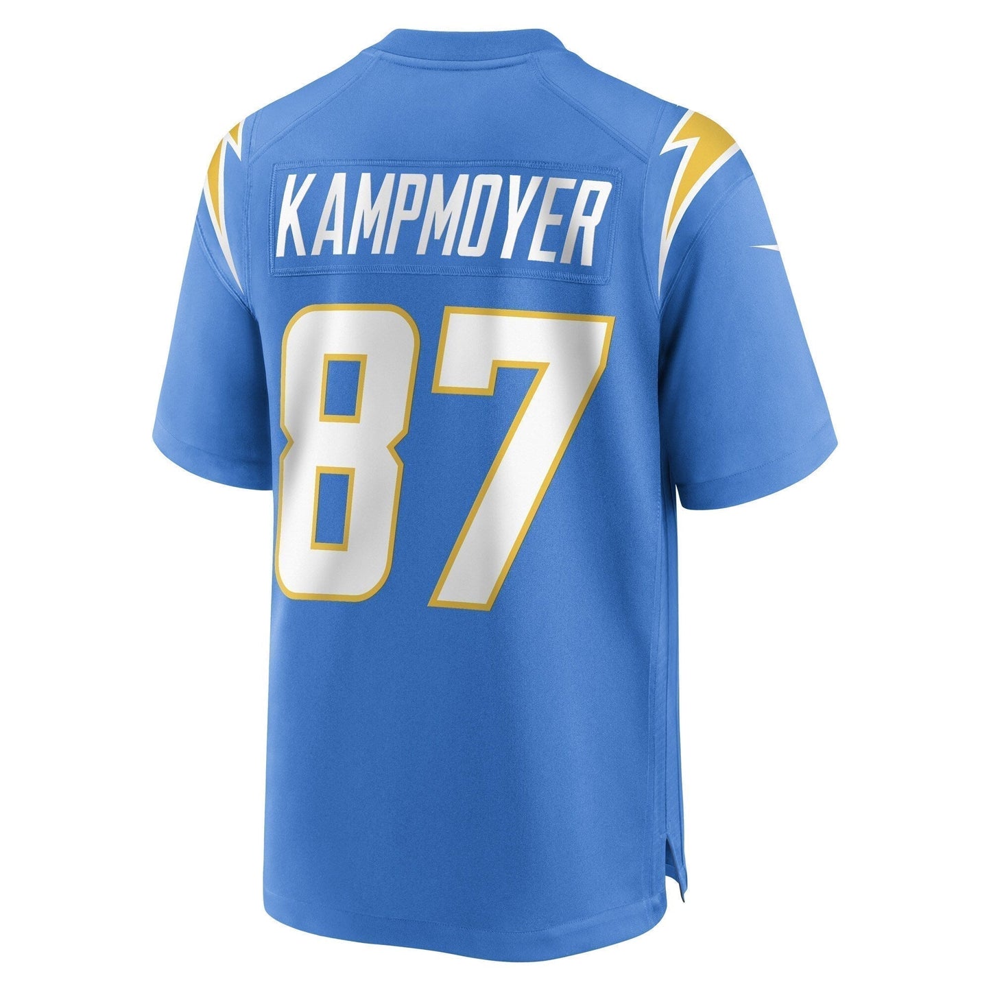 Hunter Kampmoyer Los Angeles Chargers Game Jersey - Powder Blue football jersey product view 3