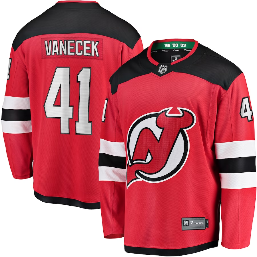 Men's New Jersey1 Devils Vitek Vanecek #41 Red Player Game Jersey1 sports jersey product view 1
