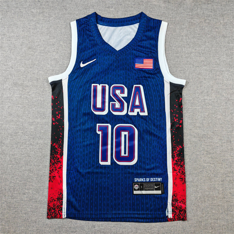 Men's 2024 USA Dream Team Jayson Tatum #10 Navy Authentic Player Jersey basketball jersey product view 1