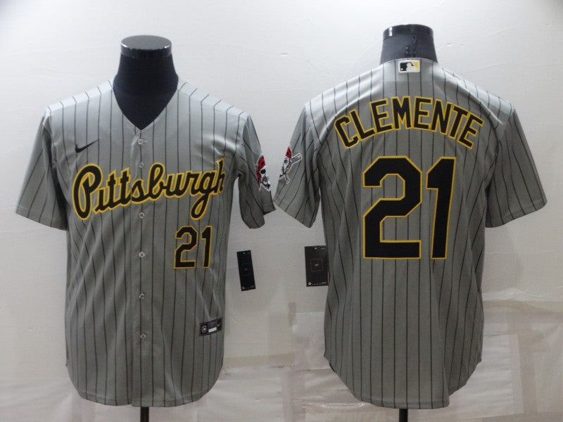 Men's Pittsburgh Pirates Roberto Clemente Gray Authentic Game Jersey baseball jersey product view 1