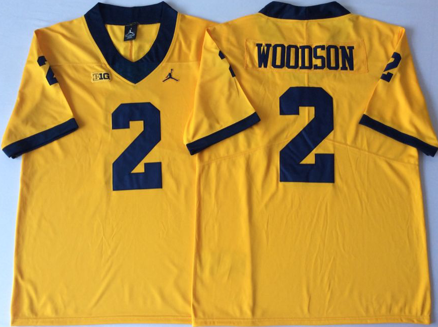 Men's Michigan Wolverines Charles Woodson #2 Yellow Alumni Player Game Jersey sports jersey product view 1