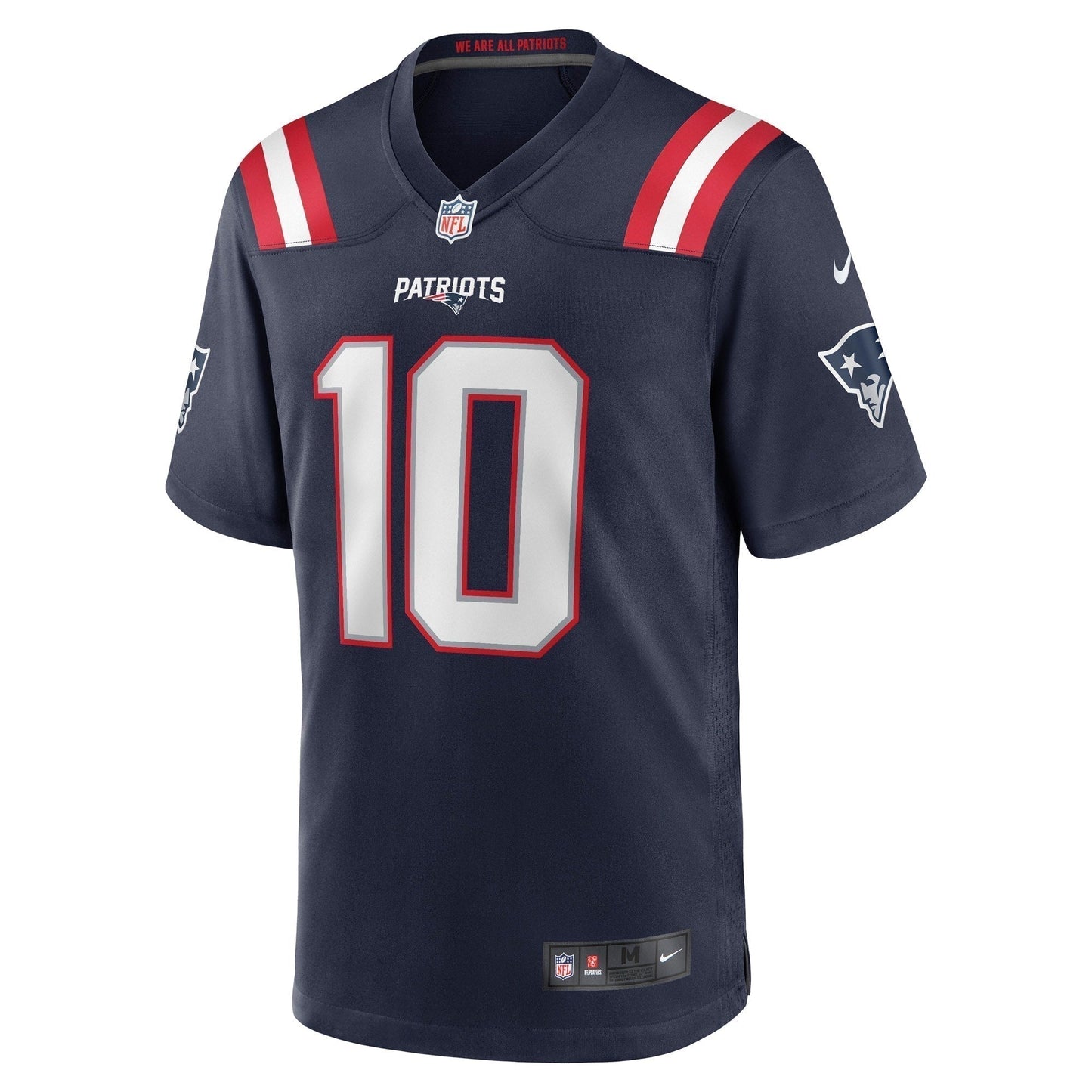 Mac Jones New England Patriots Game Jersey - Navy football jersey product view 2
