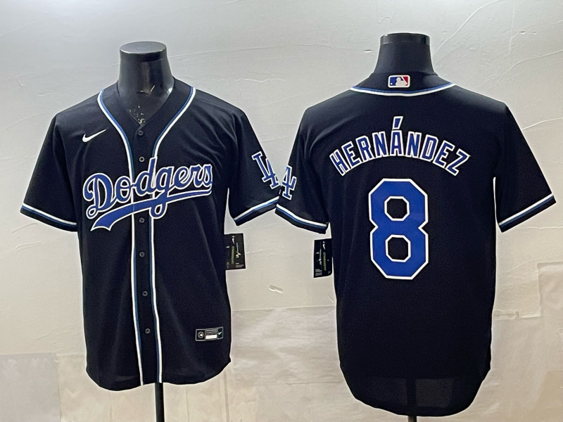 Men's Los Angeles Dodgers Enrique Hernandez Black Replica Game Jersey baseball jersey product view 1