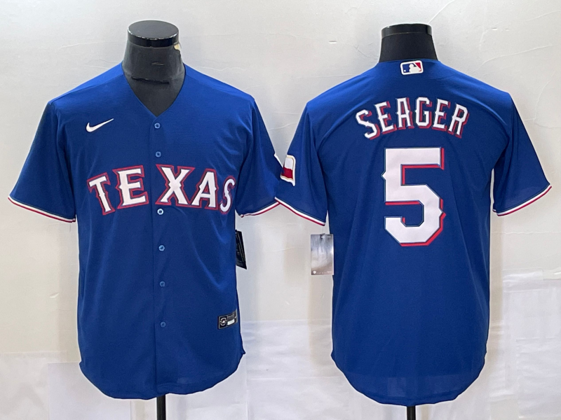 Men's Texas Rangers Corey Seager Blue Replica Baseball Jersey baseball jersey product view 1