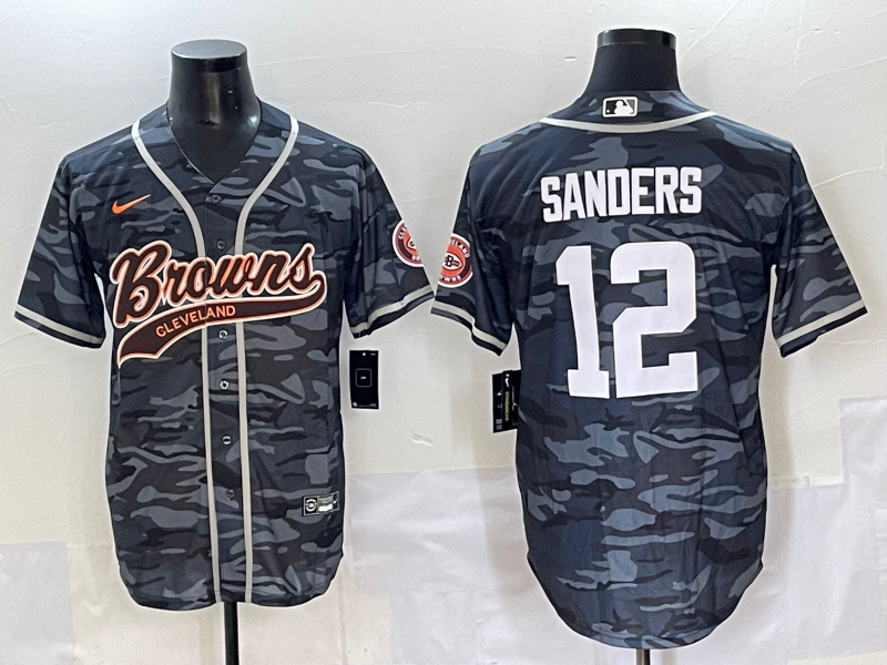 Men's Cleveland Browns Shedeur Sanders Gray Camouflage Game Jersey football jersey product view 1