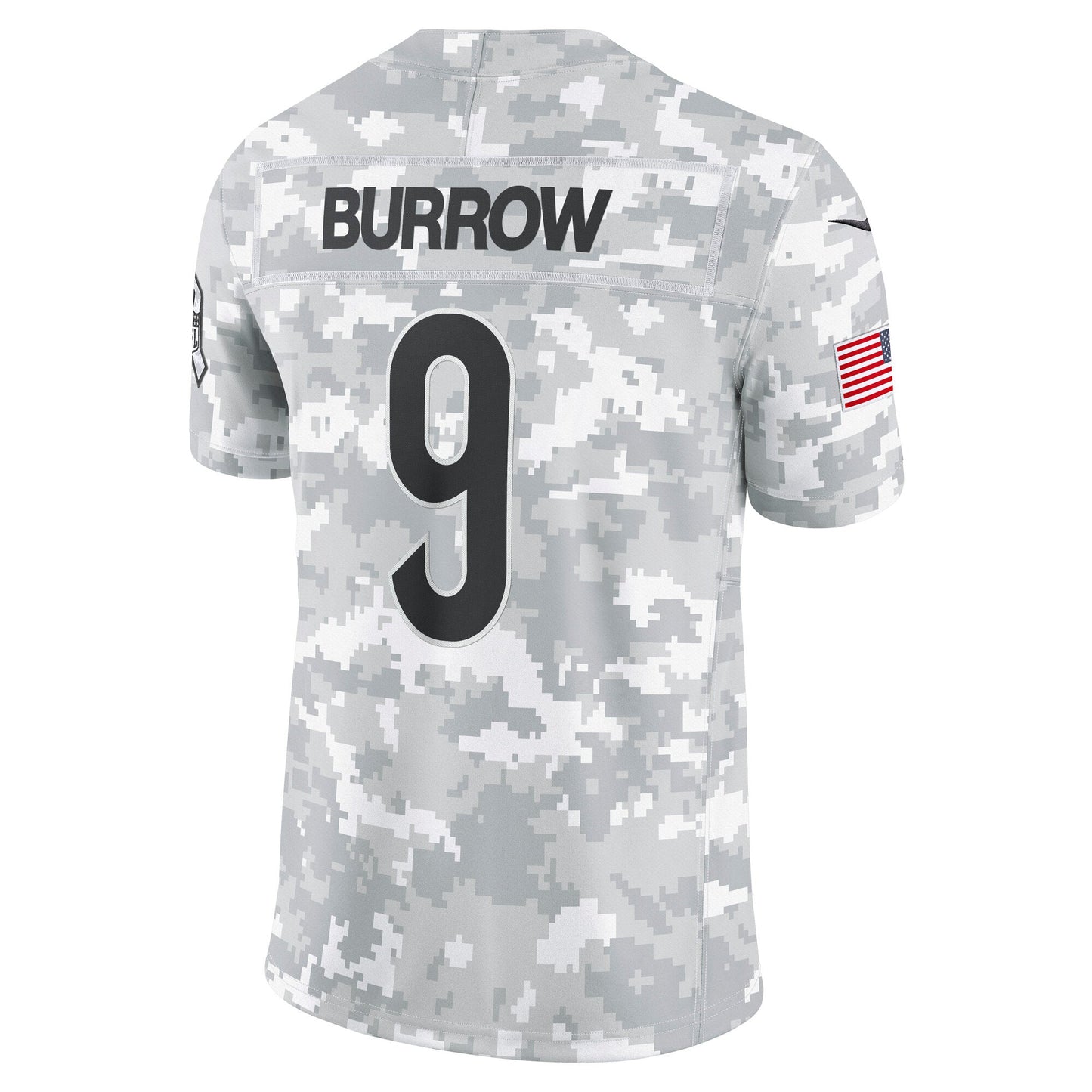 Joe Burrow Cincinnati Bengals 2024 Salute to Service Limited Jersey - Arctic Camo football jersey product view 3
