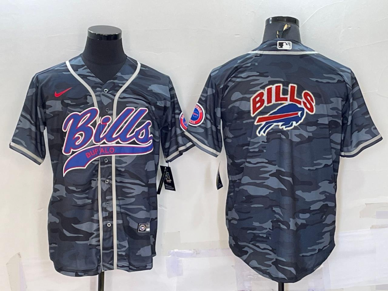 Men's Buffalo Bills Grey Camouflage Game Jersey1 football jersey product view 1