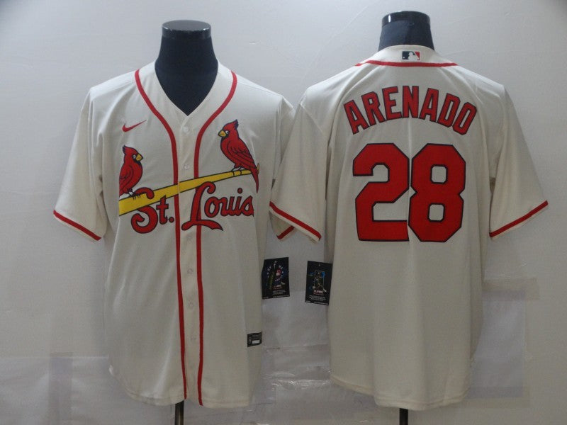 Men's St. Louis Cardinals Nolan Arenado #28 Beige Replica Baseball Jersey1 baseball jersey product view 1