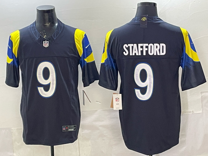 Men's Los Angeles Rams Matthew Stafford Midnight Blue 2025 Rivalries Collection Game Jersey football jersey product view 1