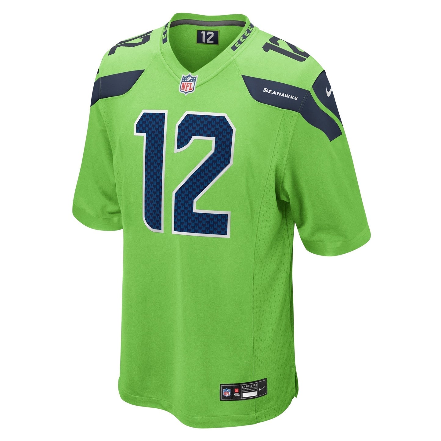12s Seattle Seahawks Game Jersey - Neon Green football jersey product view 2