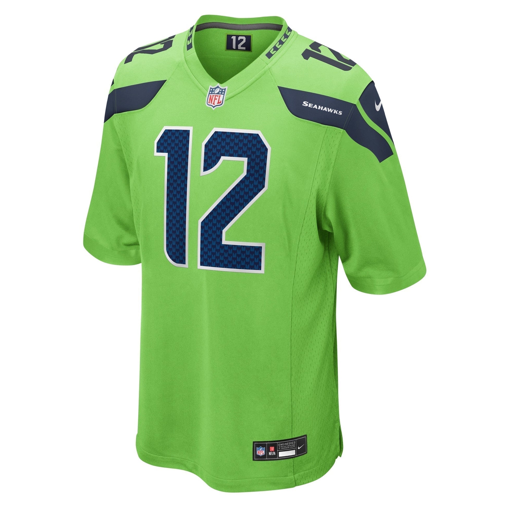 12s Seattle Seahawks Game Jersey - Neon Green football jersey product view 2