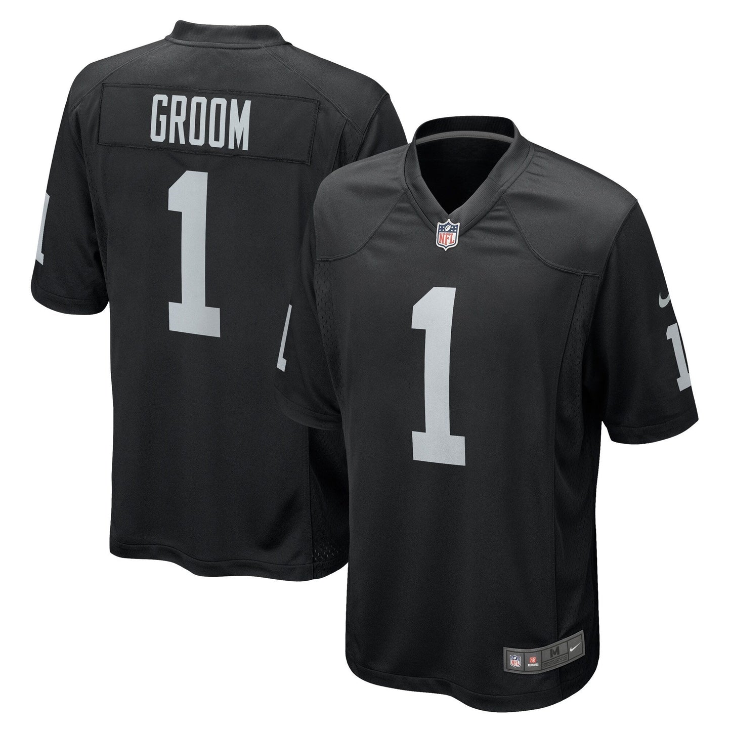 Number 1 Groom Las Vegas Raiders Game Jersey - Black football jersey product view 1