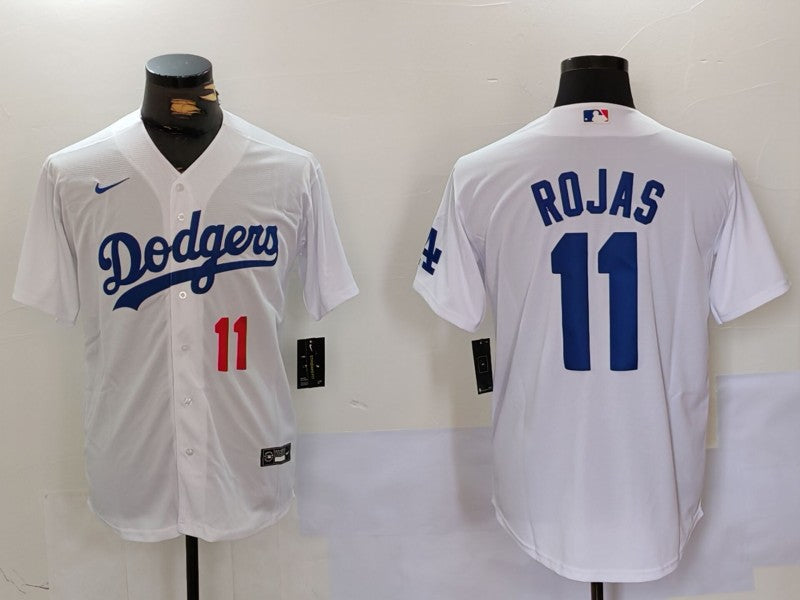 Men's Los Angeles Dodgers Miguel Rojas White Home Replica Player Jersey baseball jersey product view 1
