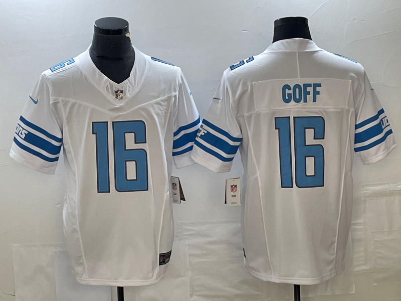 Men's Detroit Lions Jared Goff White Player Game Jersey football jersey product view 1