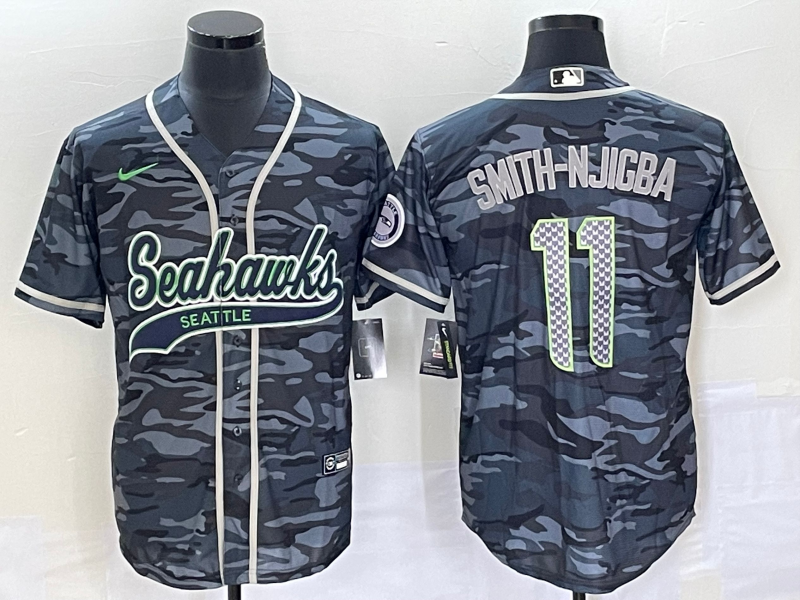 Men's Seattle Seahawks Jaxon Smith-Njigba Grey Camouflage Game Jersey Joint Edition football jersey product view 1