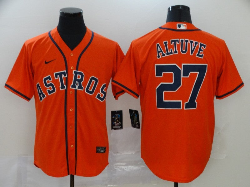 Men's Houston Astros Jose Altuve Orange Replica Baseball Jersey baseball jersey product view 1