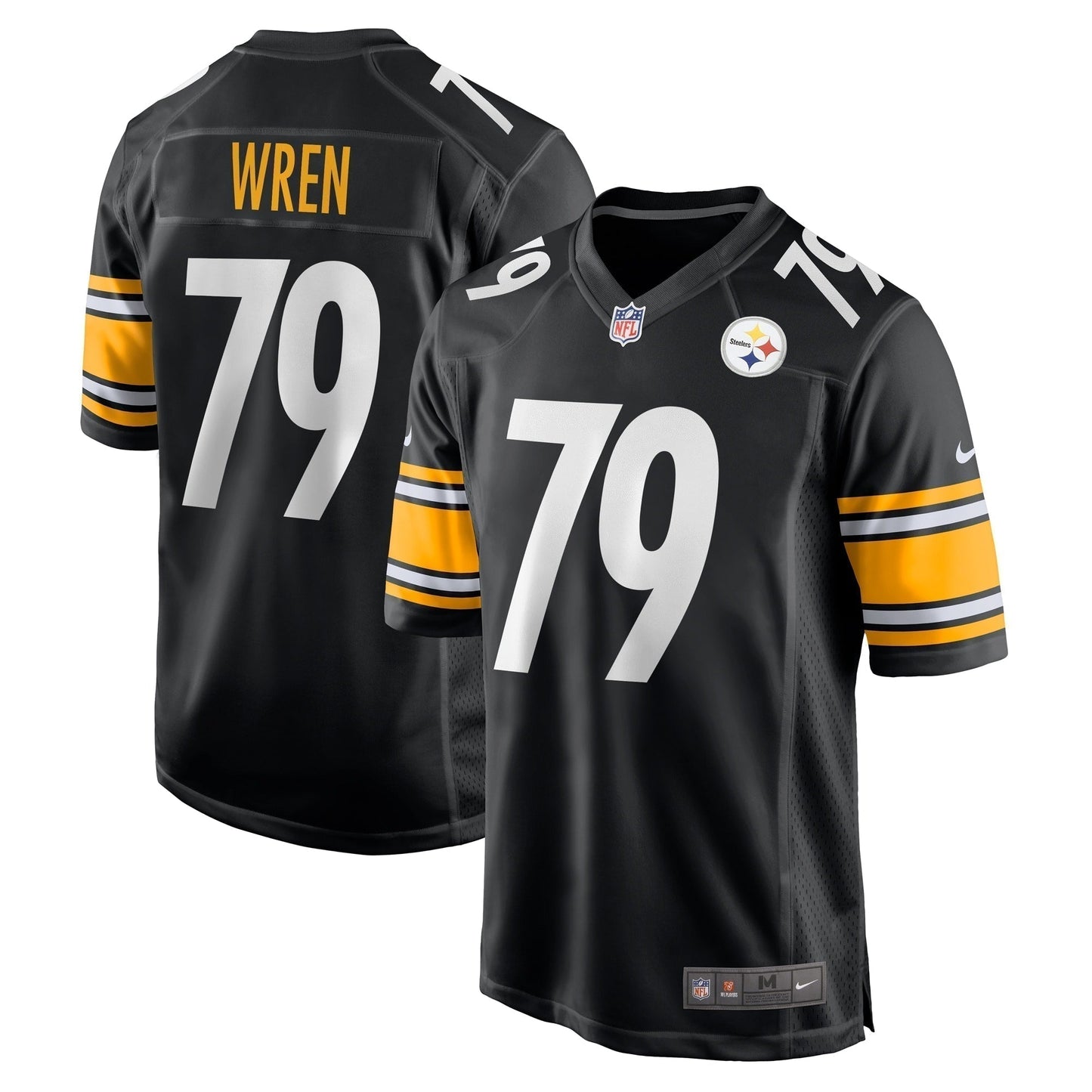 Renell Wren Pittsburgh Steelers Game Jersey - Black football jersey product view 1