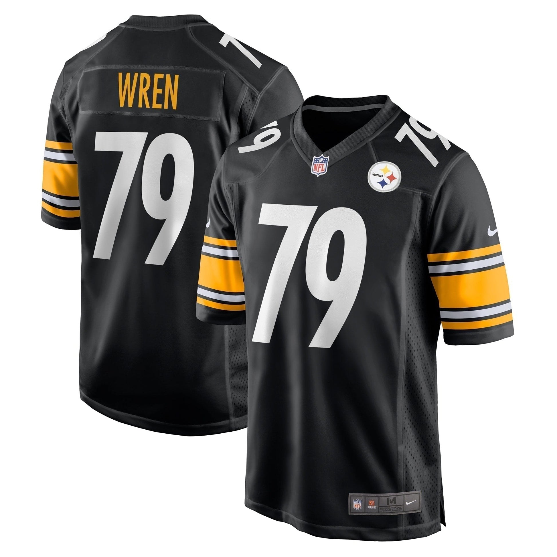 Renell Wren Pittsburgh Steelers Game Jersey - Black football jersey product view 1