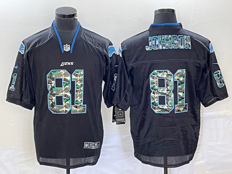 Men's Detroit Lions Calvin Johnson #81 Black Player Jersey1 football jersey product view 1