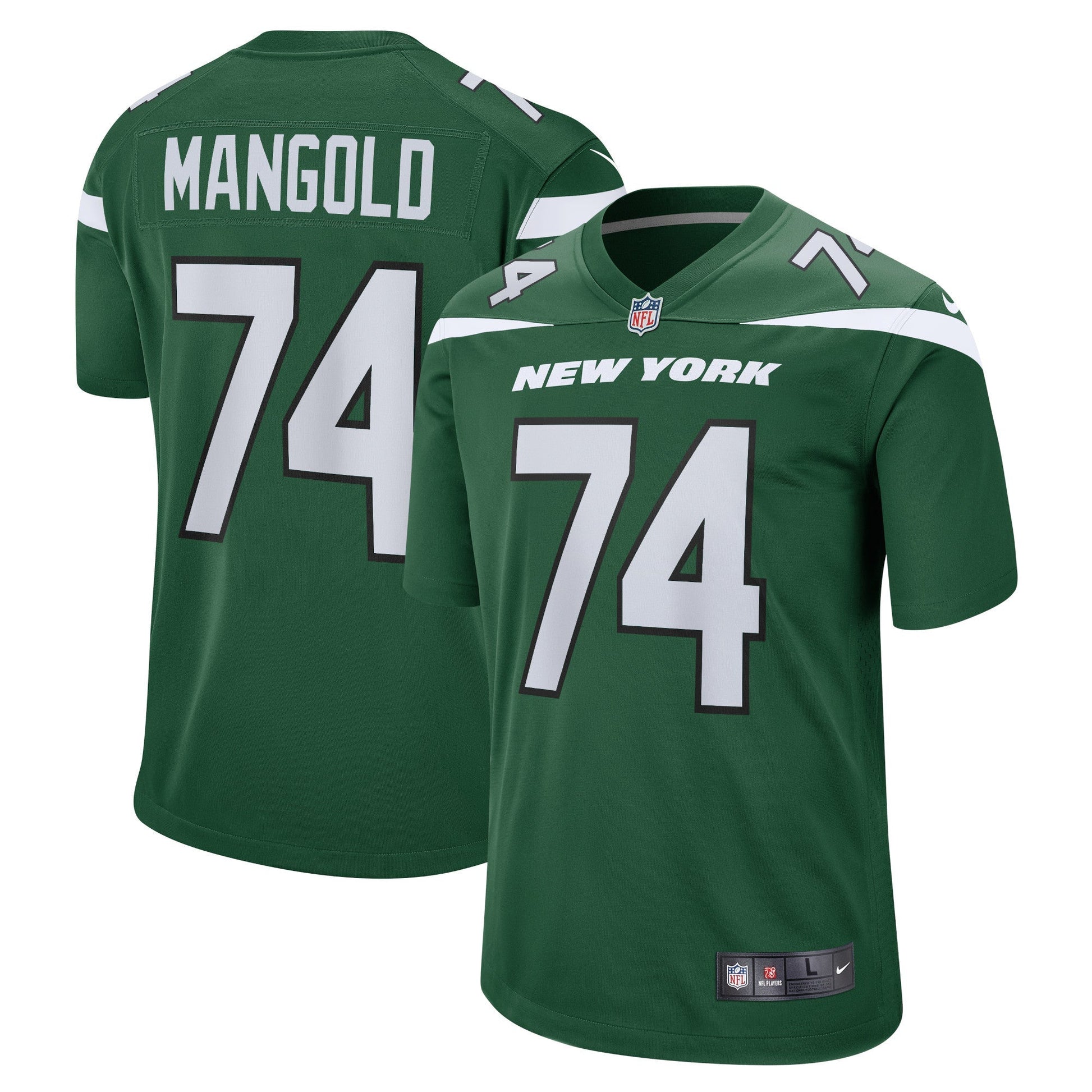 Nick Mangold New York Jets Retired Jersey - Gotham Green football jersey product view 1