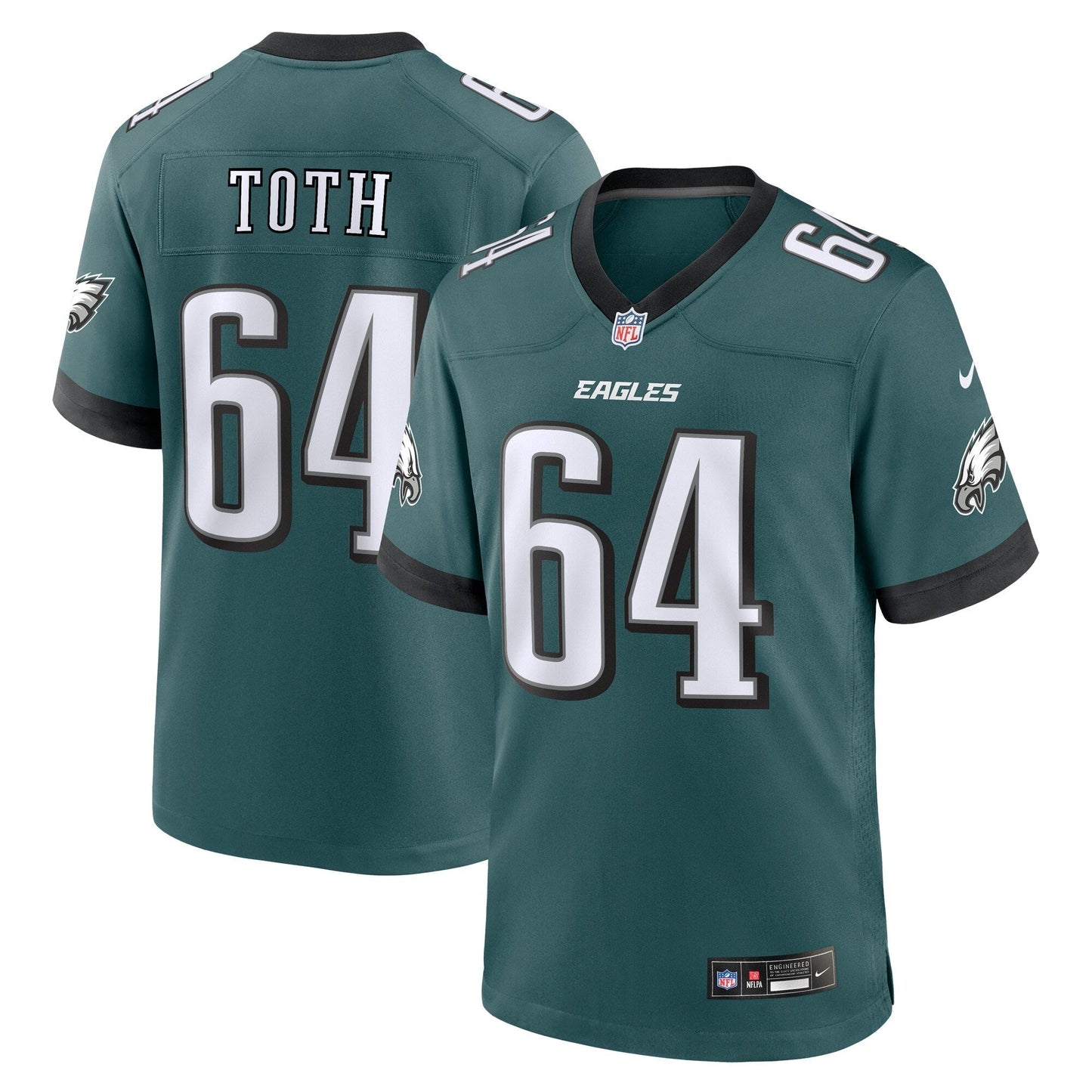 Brett Toth Philadelphia Eagles Game Jersey - Midnight Green football jersey product view 1