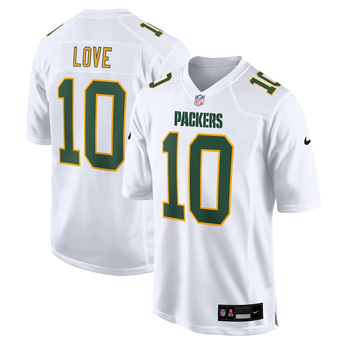 Jordan Love Green Bay Packers Fashion Game Jersey - White football jersey product view 1