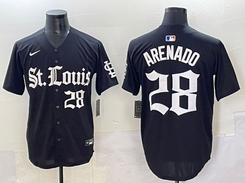 Men's St. Louis Cardinals Nolan Arenado Black Game Player Jersey baseball jersey product view 1