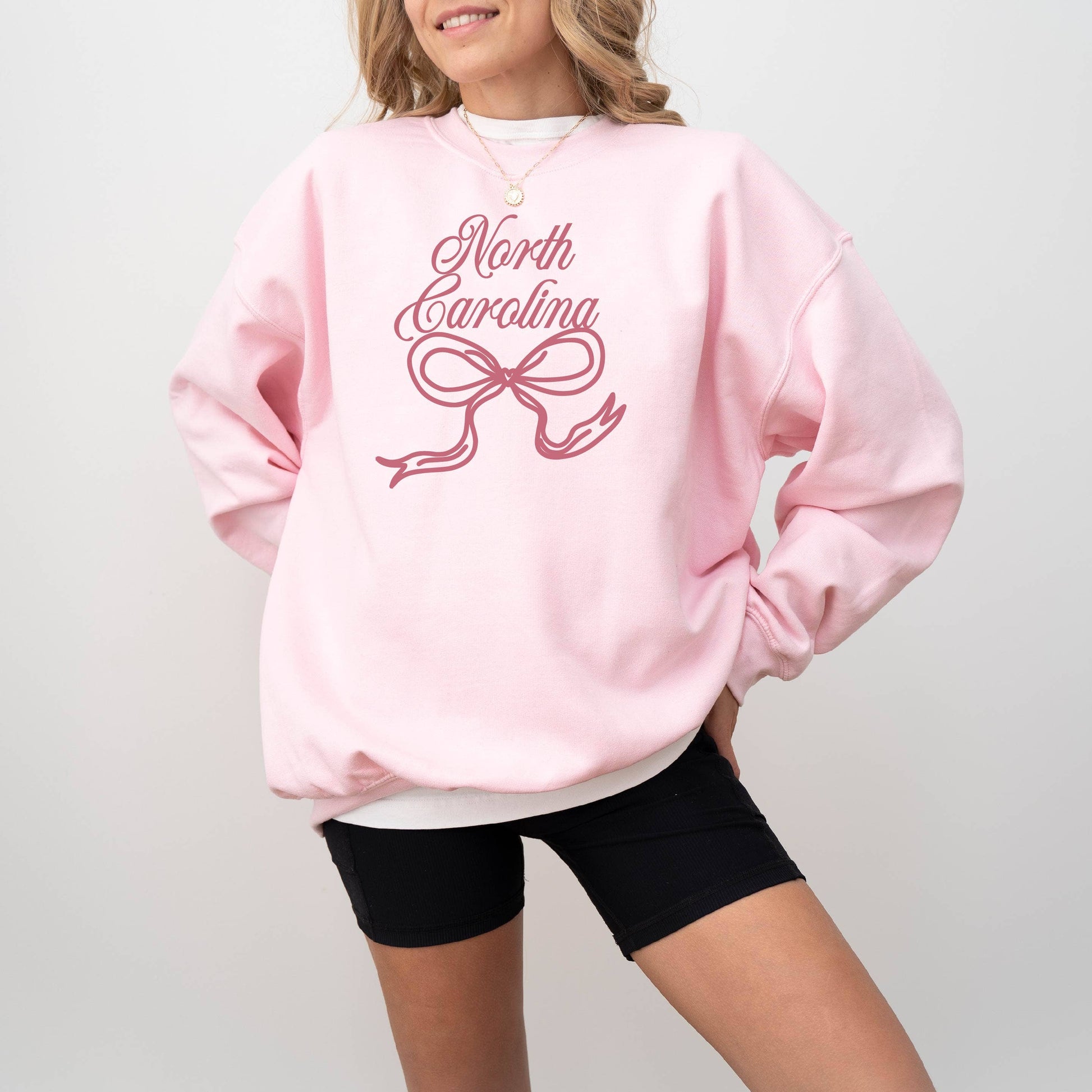 Bow Sweatshirt, North Carolina Sweatshirt, Coquette, Girly Unisex T-shirt, Sweatshirt, Hoodie, Long Sleeve Tee - T-Shirt, Sweatshirt, Hoodie