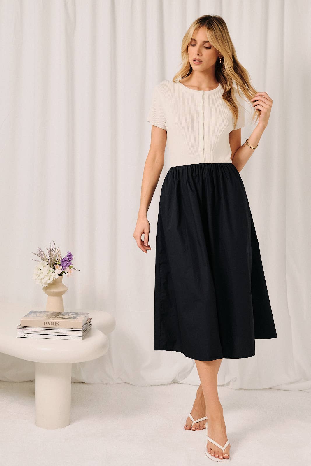 Button Down Rib and Woven Combined Midi Dress Unisex T-shirt, Sweatshirt, Hoodie, Long Sleeve Tee - T-Shirt, Sweatshirt, Hoodie