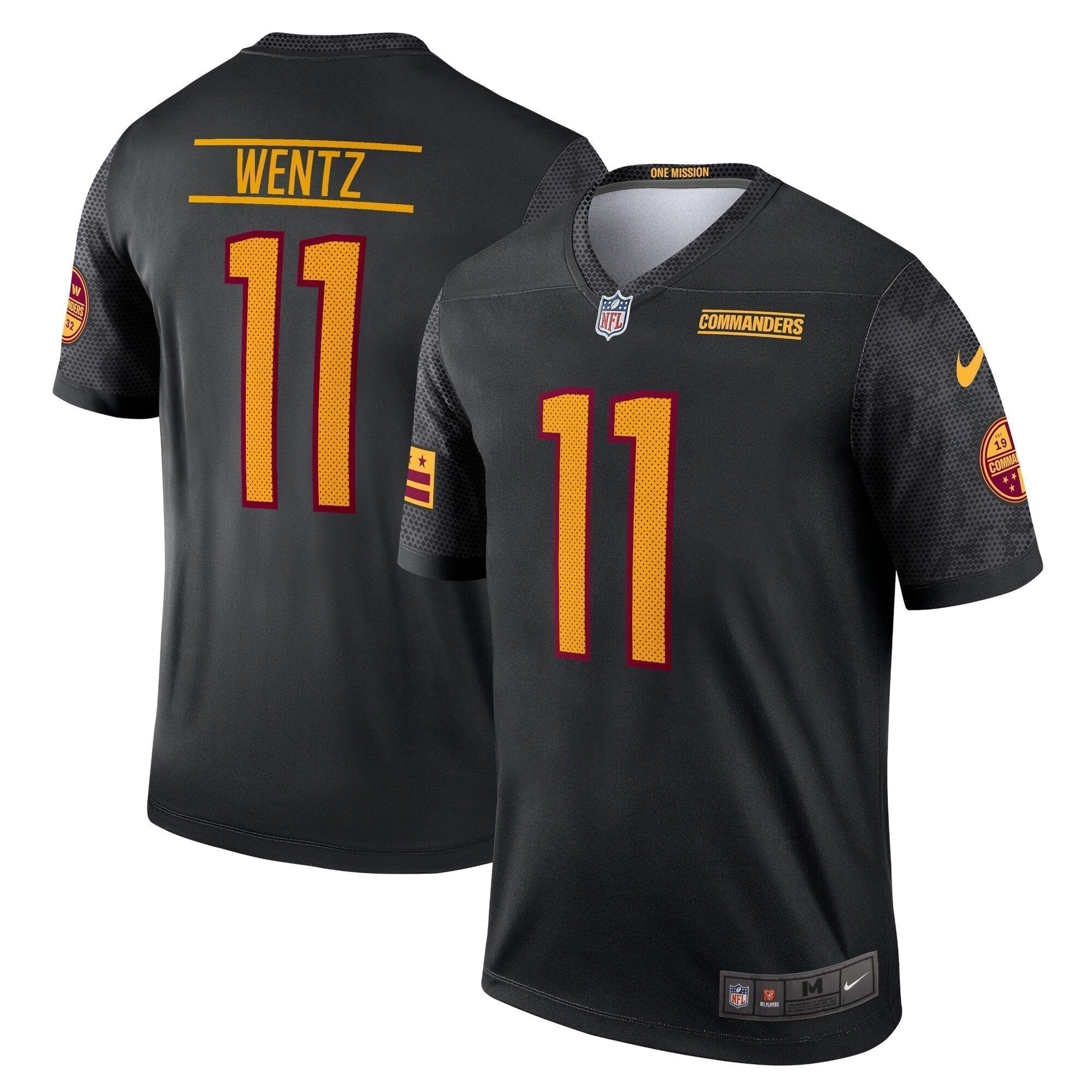 Carson Wentz Washington Commanders Alternate Legend Jersey - Black football jersey product view 1