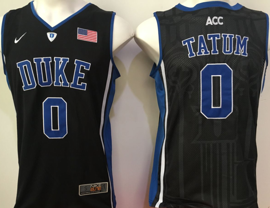 Men's Duke Blue Devils Jayson Tatum #0 Black Player Jersey sports jersey product view 1