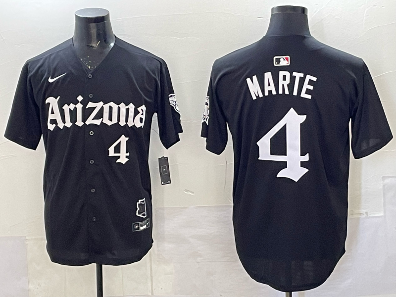 Men's Arizona Diamondbacks Ketel Marte #4 Black Replica Player Jersey baseball jersey product view 1