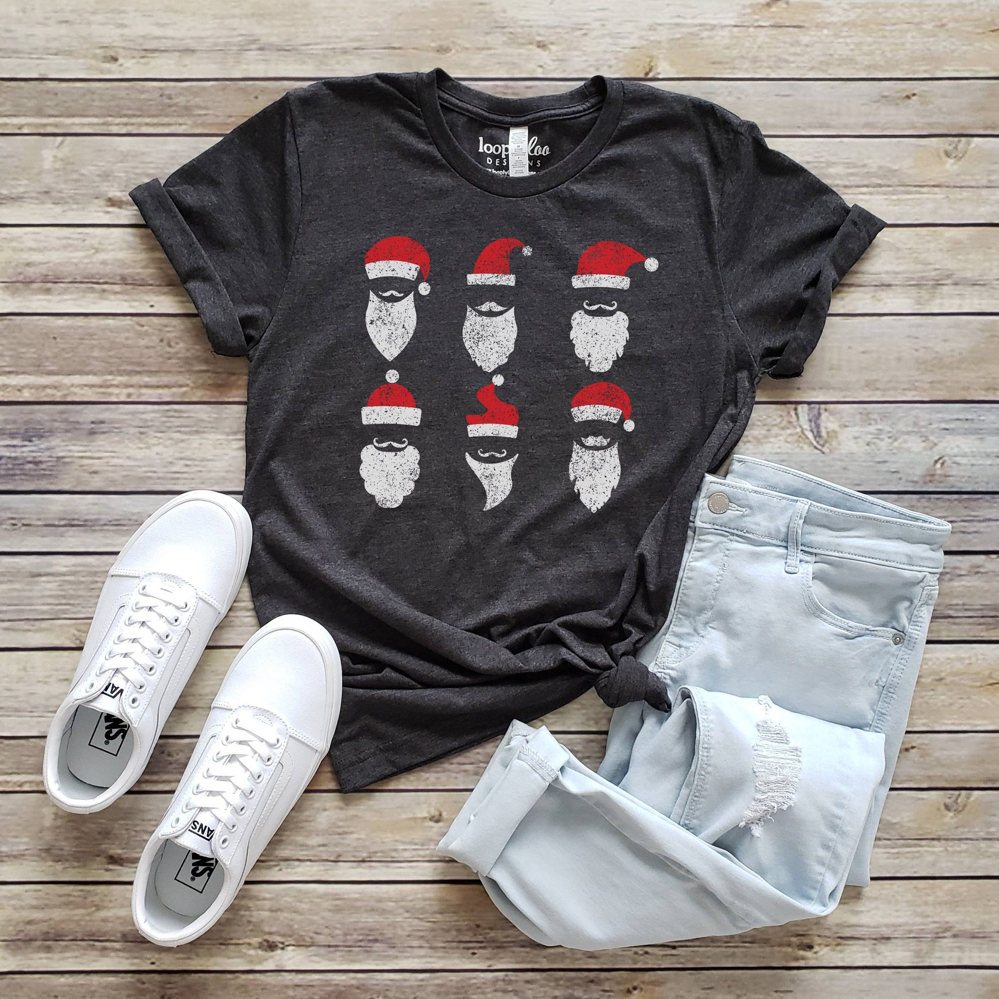 6 Santas Tee | Christmas | Sizes XS-2XL Unisex T-shirt, Sweatshirt, Hoodie, Long Sleeve Tee - T-Shirt, Sweatshirt, Hoodie