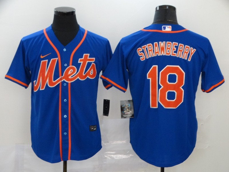 Men's New York Mets Darryl Strawberry Blue Replica Baseball Jersey baseball jersey product view 1