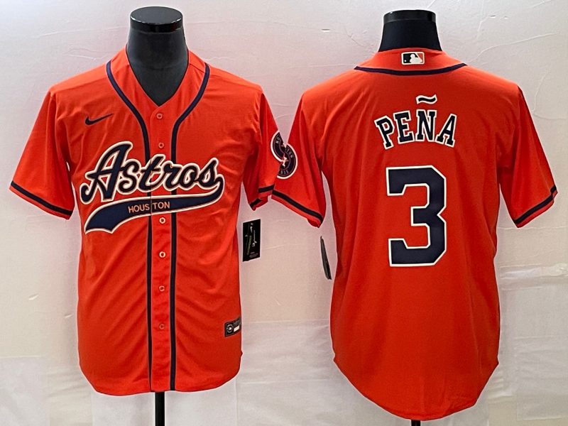 Men's Houston Astros Jeremy Pena #3 Orange Replica Jersey Joint Edition baseball jersey product view 1